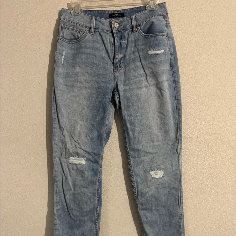 White House Black Market Light Blue Distressed Boyfriend Jeans